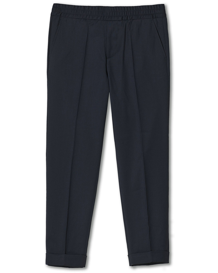Homme | Pantalons | Filippa K | Terry Gabardine Cropped Turn Up Trousers Navy