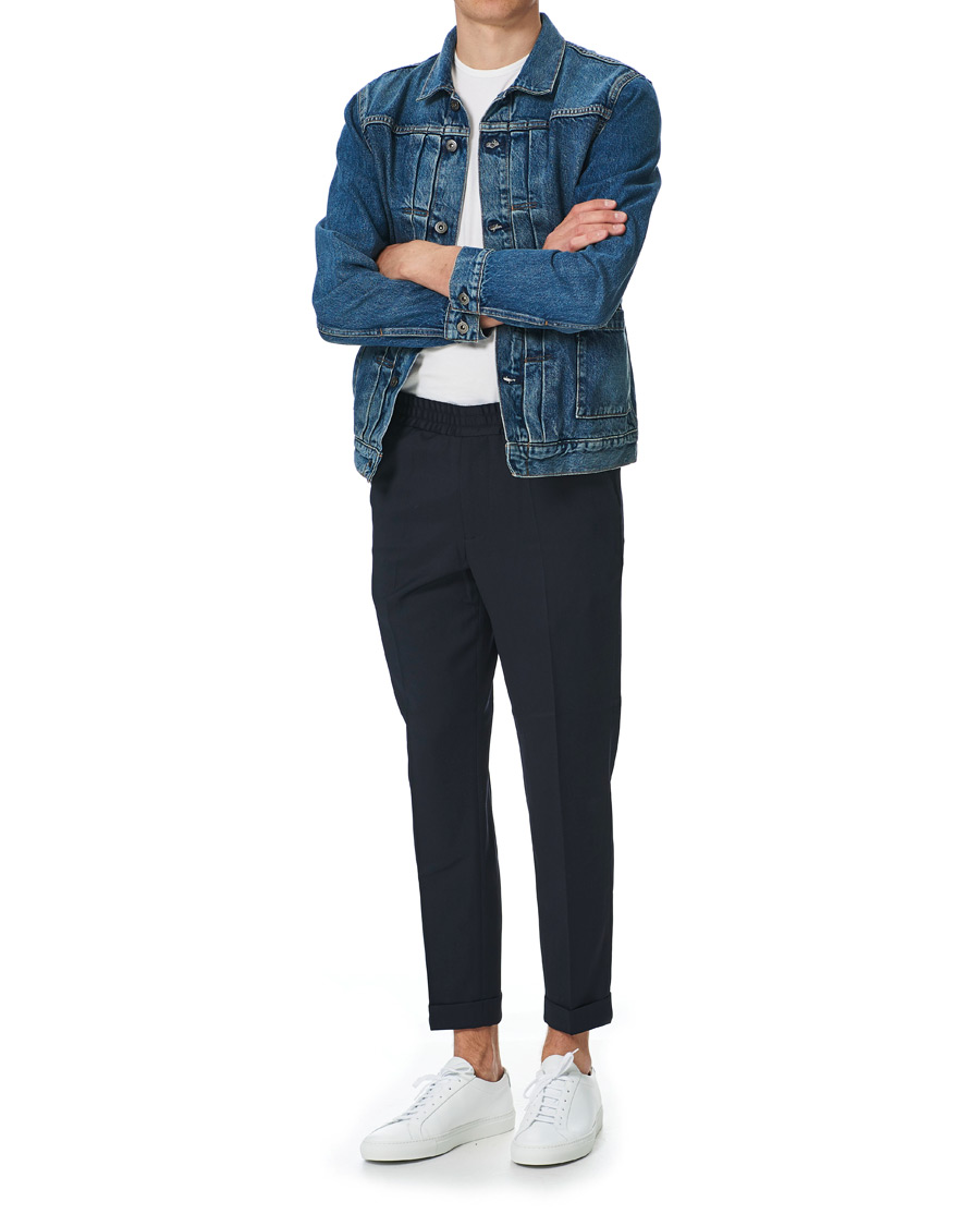 Homme | Pantalons | Filippa K | Terry Gabardine Cropped Turn Up Trousers Navy