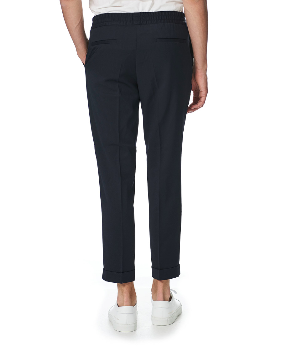 Homme | Pantalons | Filippa K | Terry Gabardine Cropped Turn Up Trousers Navy