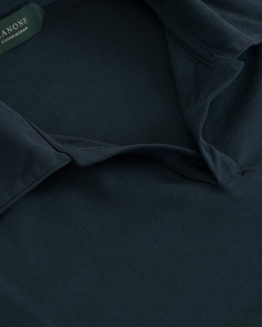 Homme | Polos | Zanone | Ice Cotton Buttonless Polo Navy