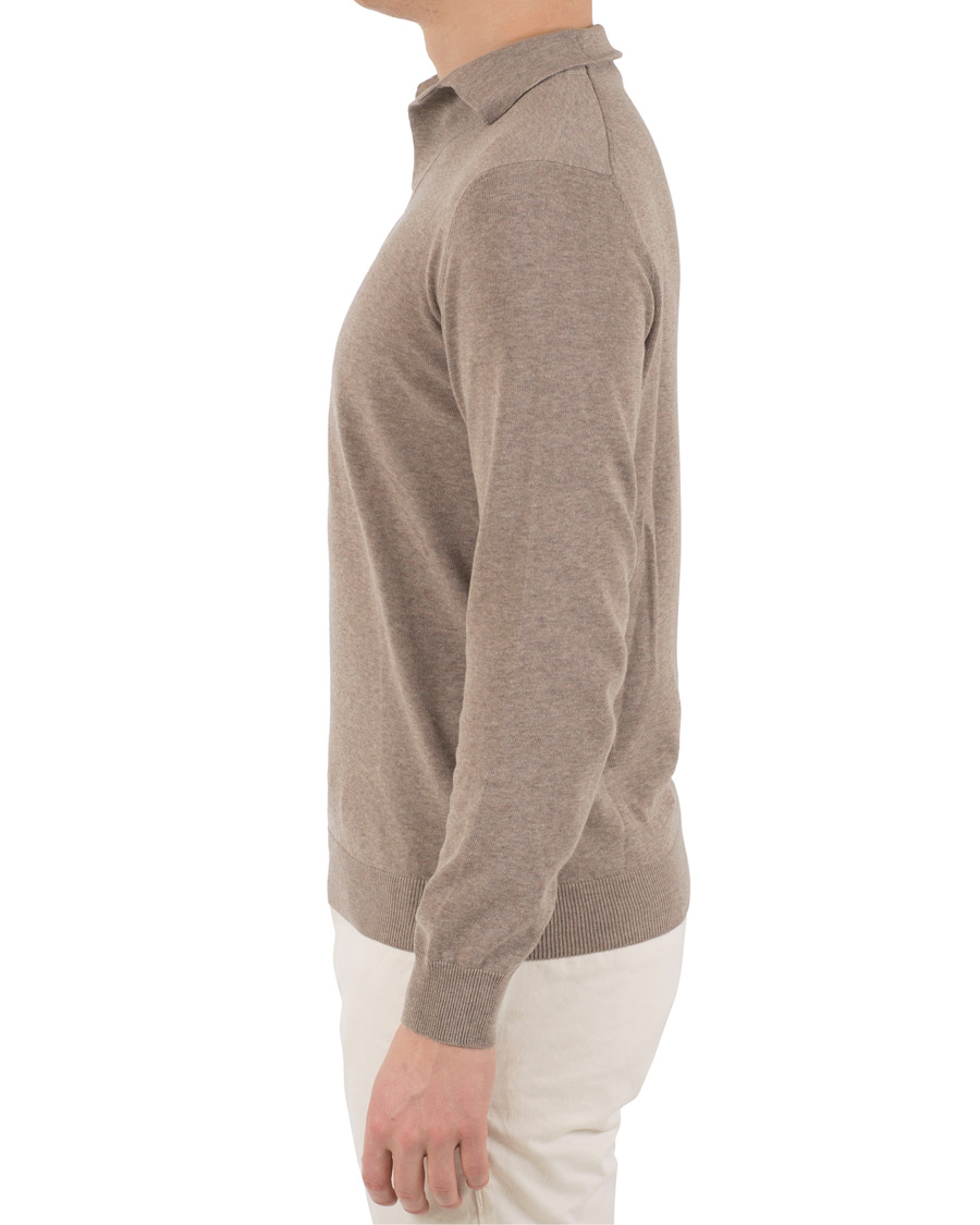Homme | Pulls Et Tricots | Zanone | Cotton Crep Long Sleeve Polo Beige
