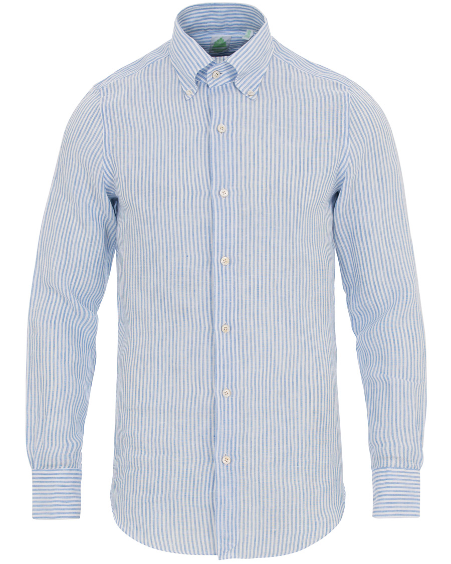 Homme | Chemises | Finamore Napoli | Tokyo Slim Fit Button Down Linen Shirt Light Blue
