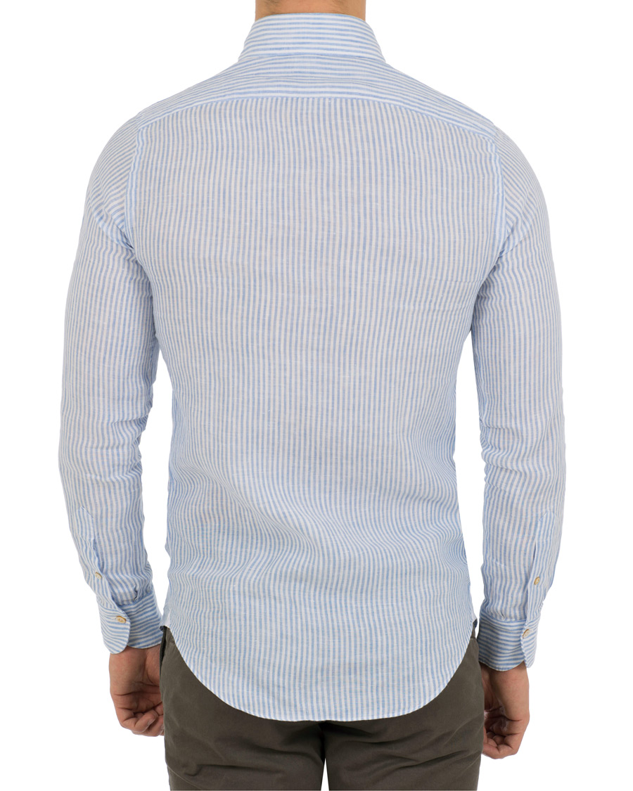 Homme | Chemises | Finamore Napoli | Tokyo Slim Fit Button Down Linen Shirt Light Blue