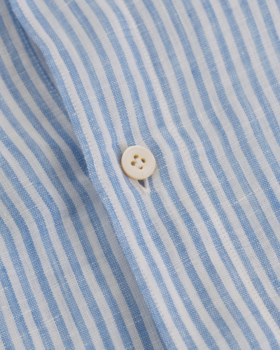 Homme | Chemises | Finamore Napoli | Tokyo Slim Fit Button Down Linen Shirt Light Blue