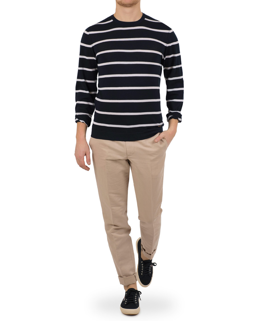Homme | Pulls Et Tricots | HUGO | Simun Stripe Knitted Crew Neck Navy/White