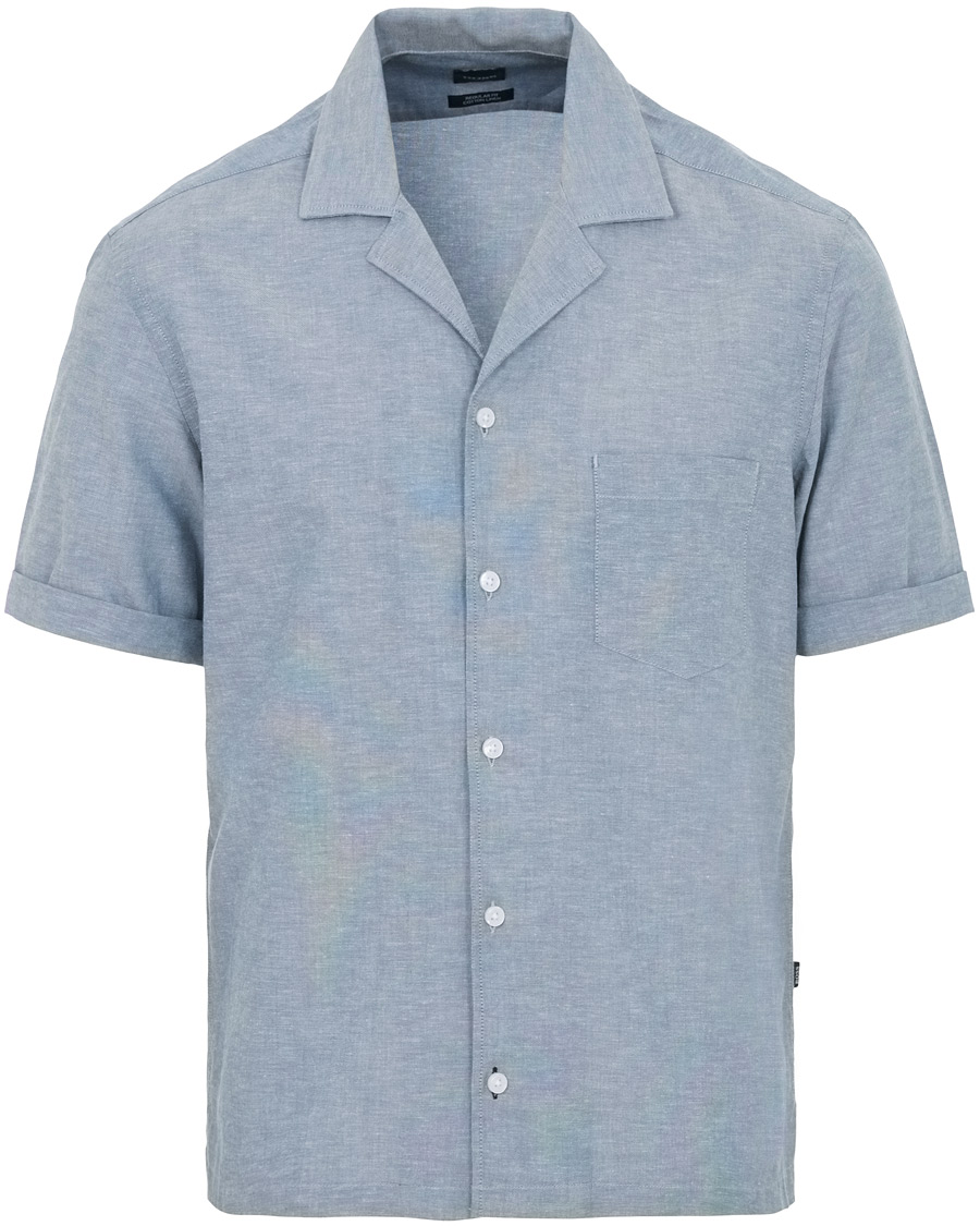 Homme | Chemises | BOSS BLACK | BOSS Lello Cotton/Linen Resort Short Sleeve Shirt Blue