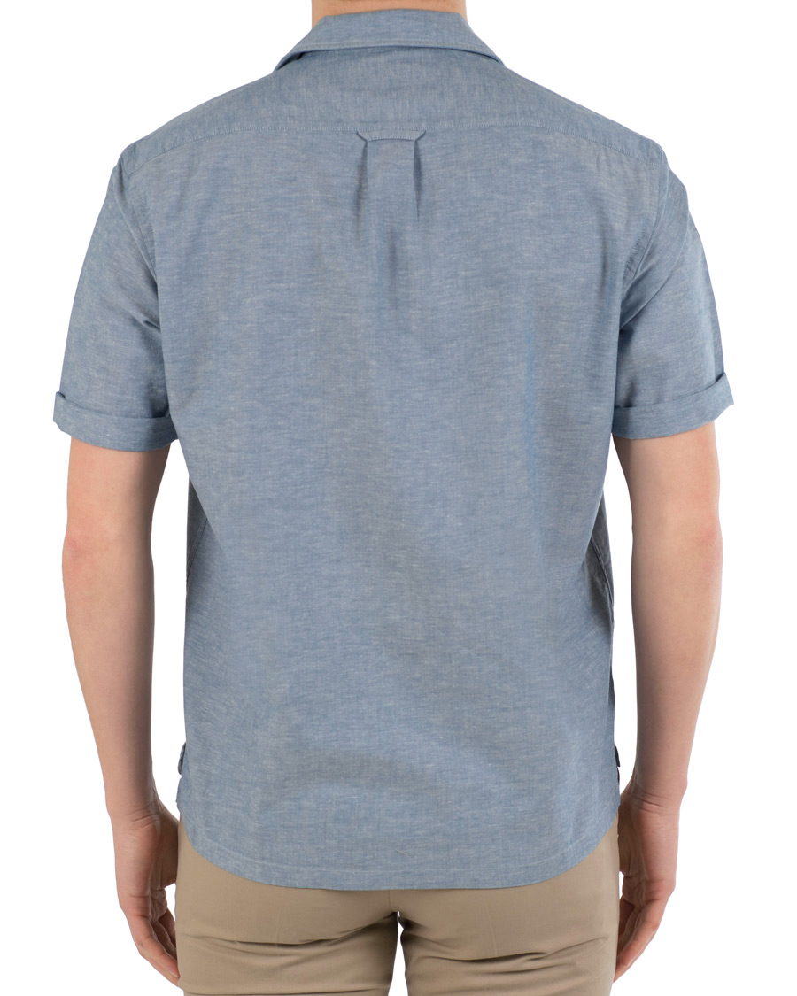 Homme | Chemises | BOSS BLACK | BOSS Lello Cotton/Linen Resort Short Sleeve Shirt Blue