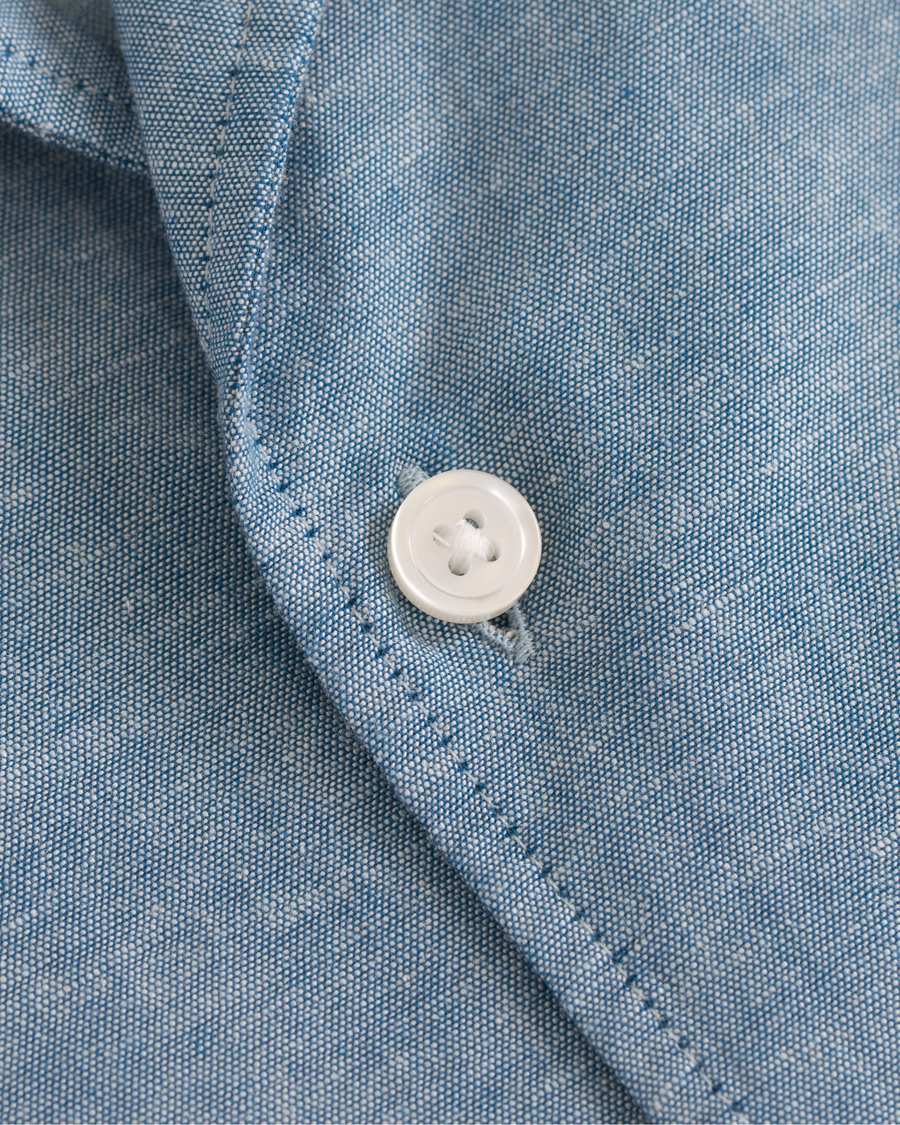 Homme | Chemises | BOSS BLACK | BOSS Lello Cotton/Linen Resort Short Sleeve Shirt Blue
