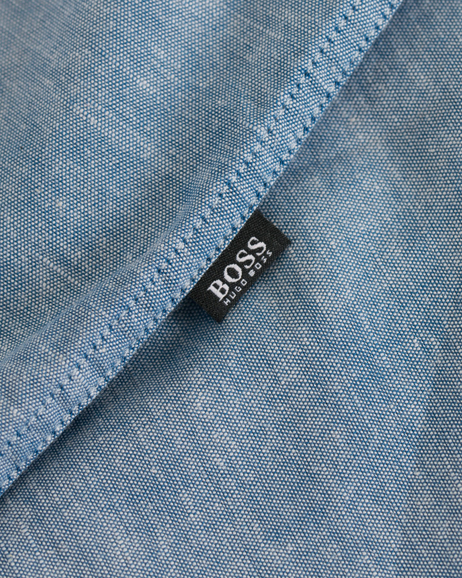 Homme | Chemises | BOSS BLACK | BOSS Lello Cotton/Linen Resort Short Sleeve Shirt Blue