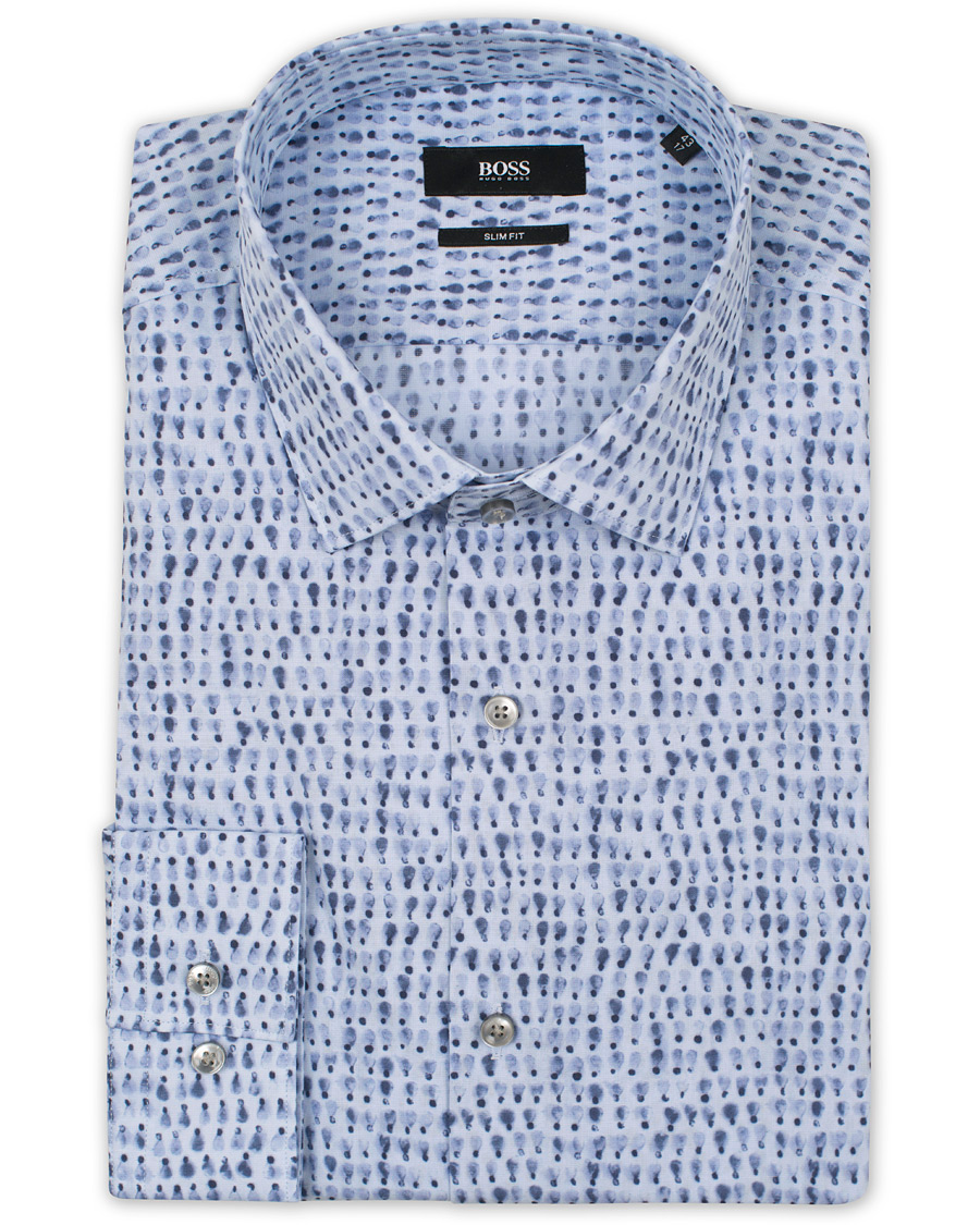 Heren | Overhemden | BOSS BLACK | BOSS Ismo Slim Fit Waterprint Shirt Blue
