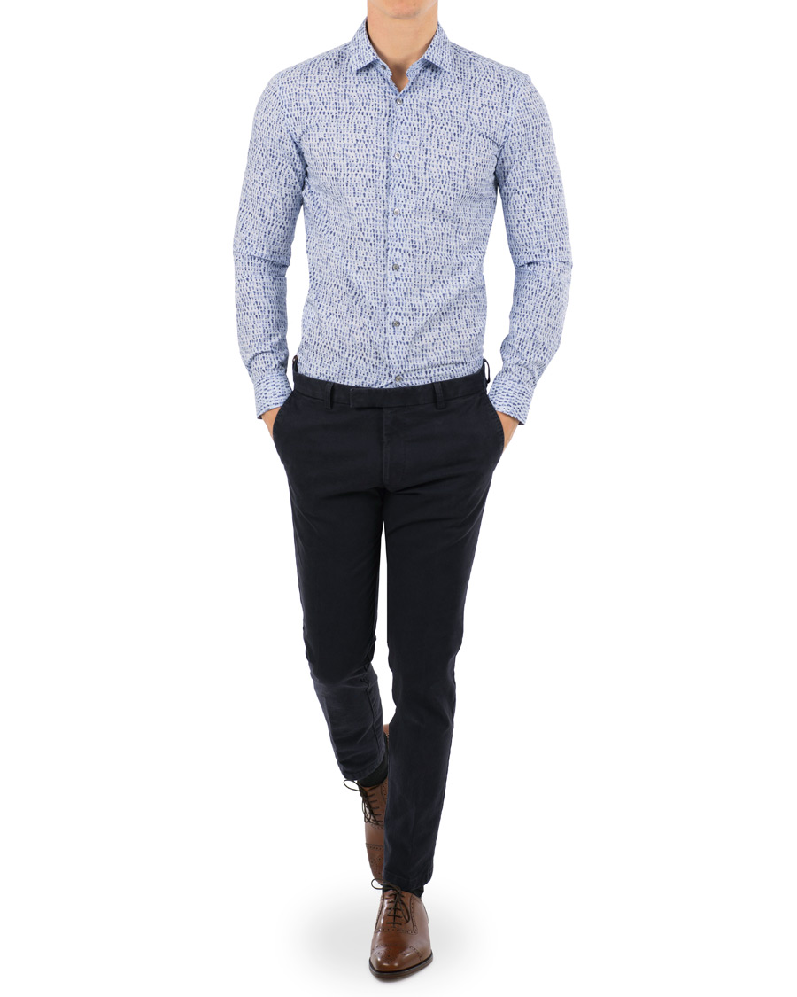 Heren | Overhemden | BOSS BLACK | BOSS Ismo Slim Fit Waterprint Shirt Blue