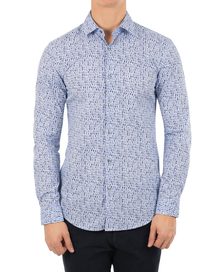 Heren | Overhemden | BOSS BLACK | BOSS Ismo Slim Fit Waterprint Shirt Blue