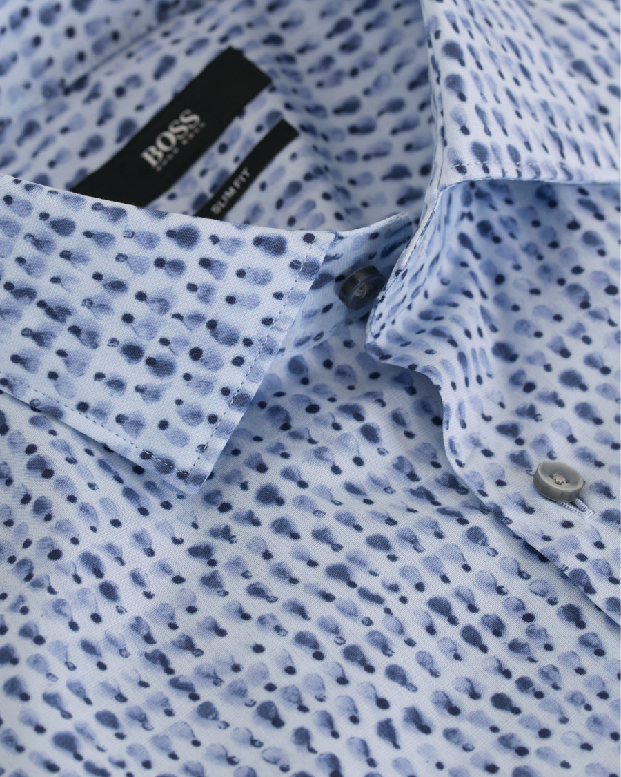 Heren | Overhemden | BOSS BLACK | BOSS Ismo Slim Fit Waterprint Shirt Blue