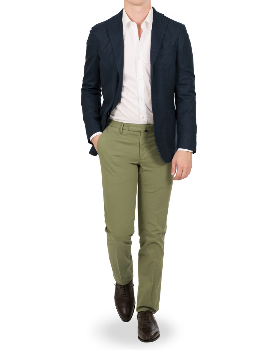 Heren | Broeken | Incotex | Slim Fit Stretch Chinos Green