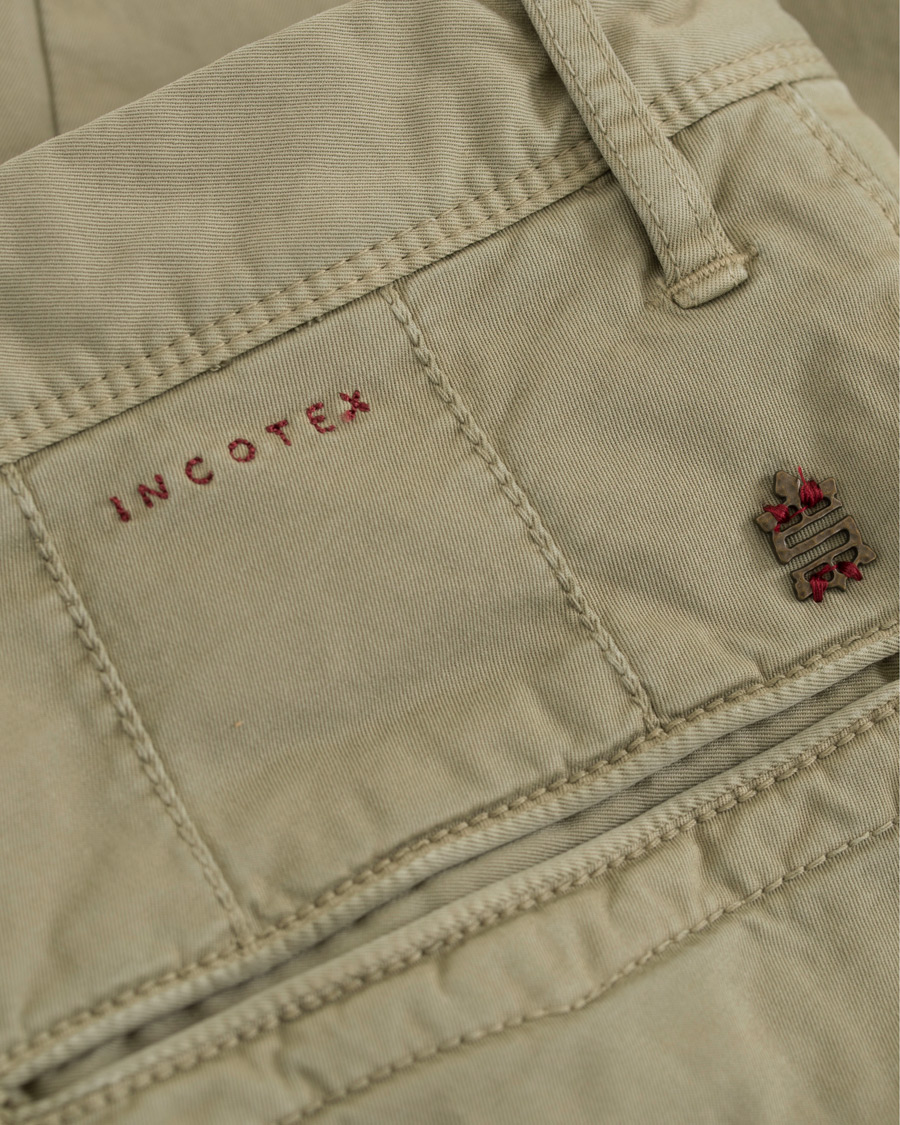 Homme | Pantalons | Incotex | Slim Fit Stretch Slacks Light Green