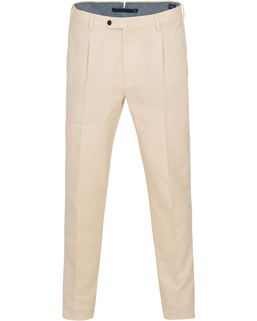 Heren | Broeken | Incotex | Carrot Fit Single Pleated Trousers Off White