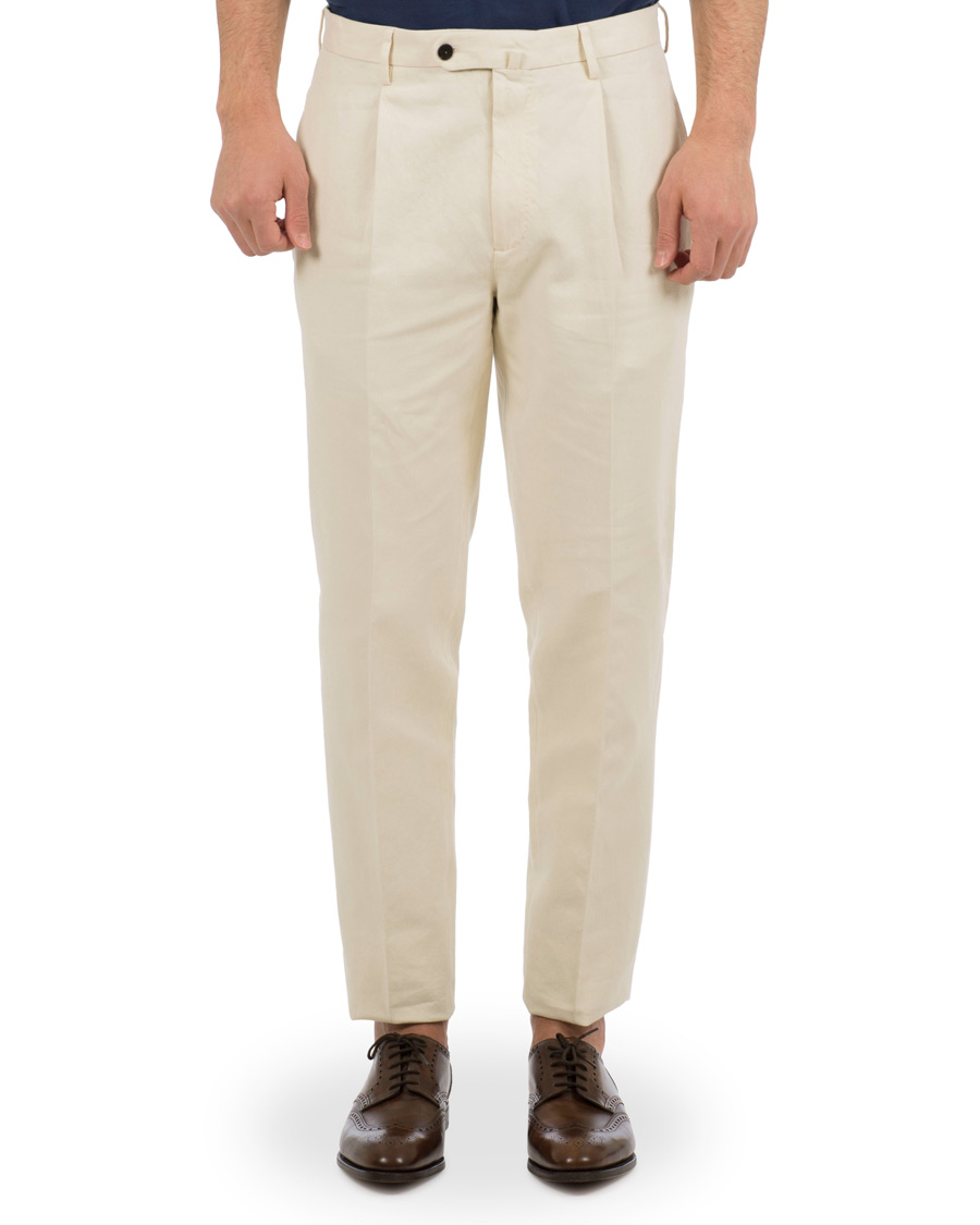 Heren | Broeken | Incotex | Carrot Fit Single Pleated Trousers Off White