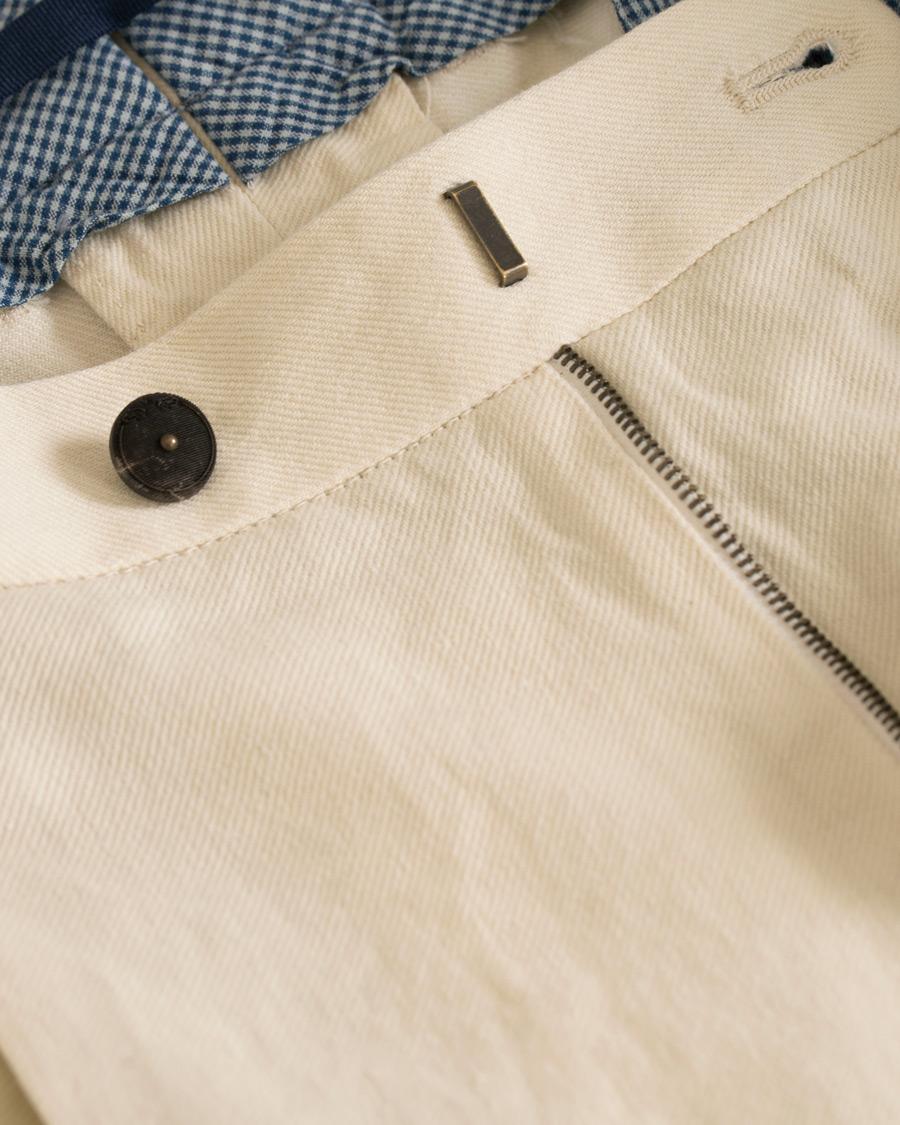 Heren | Broeken | Incotex | Carrot Fit Single Pleated Trousers Off White