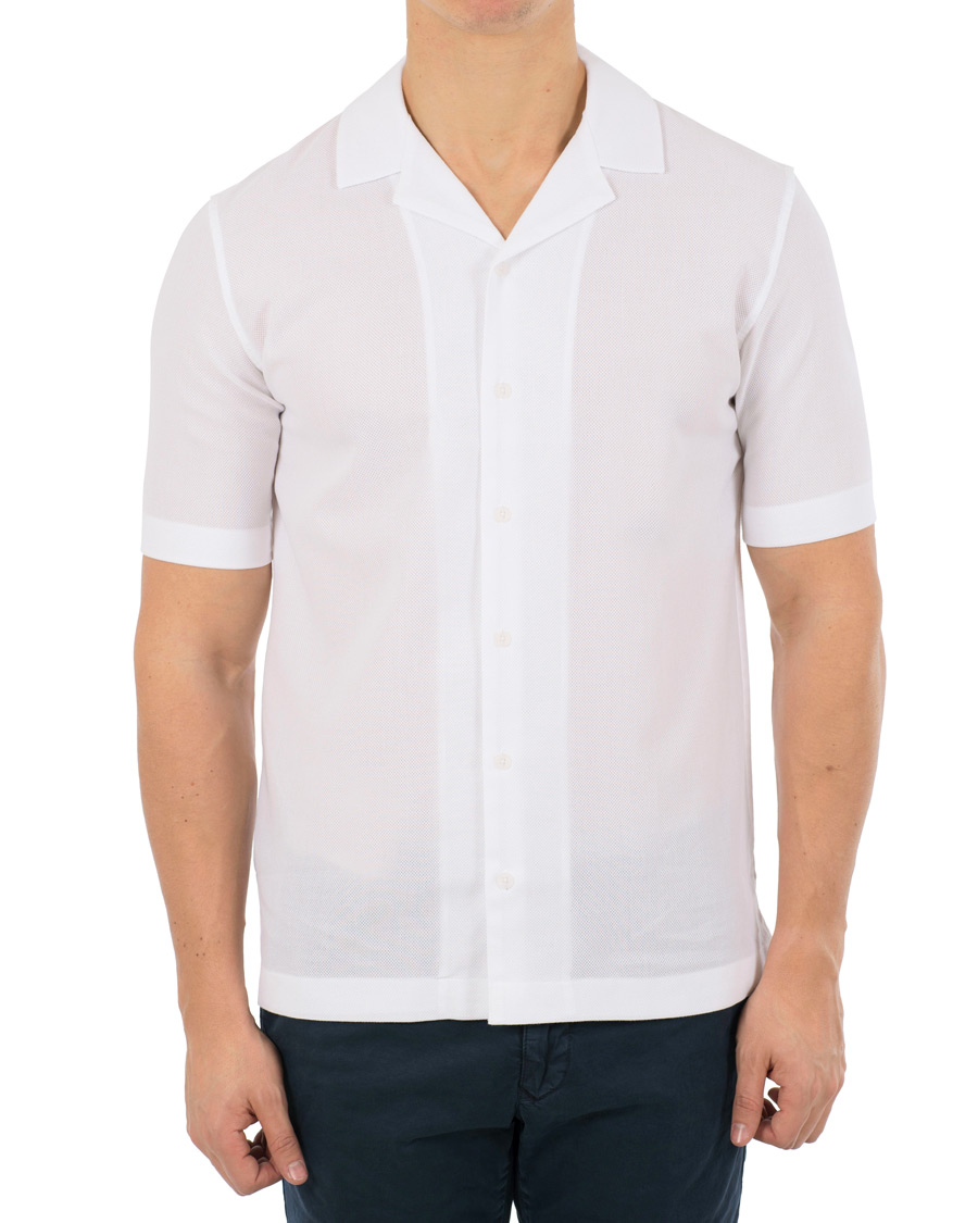 Heren | Overhemden | Sunspel | Riviera Camp Collar Short Sleeve Shirt White