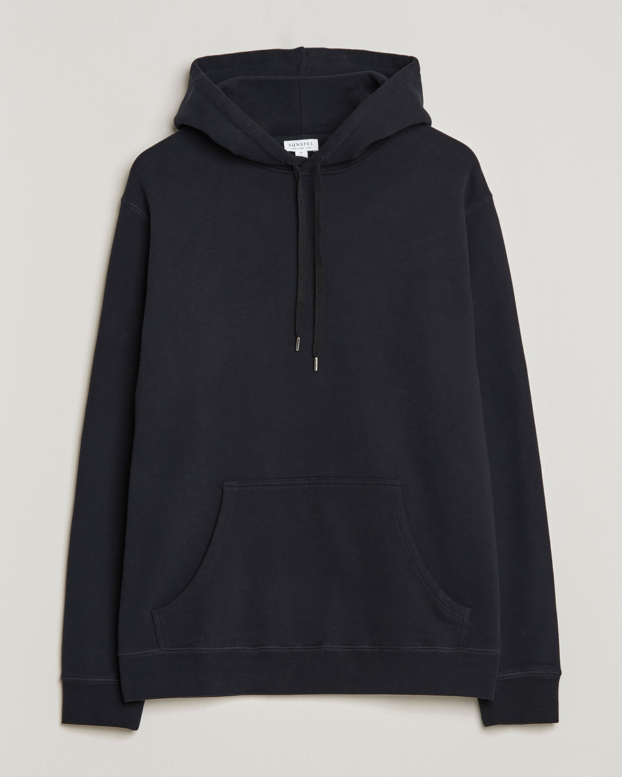 Heren | Truien | Sunspel | Loopback Hoodie Black