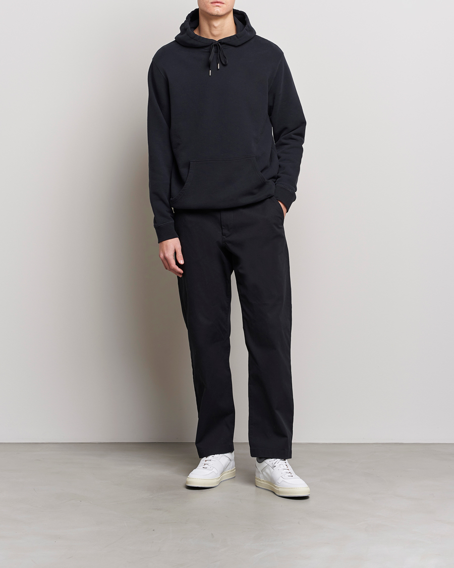 Heren | Truien | Sunspel | Loopback Hoodie Black
