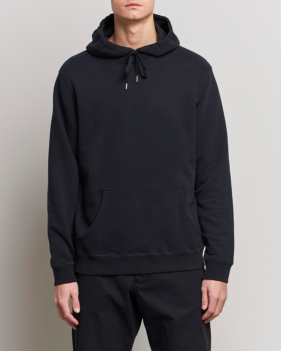 Heren | Truien | Sunspel | Loopback Hoodie Black