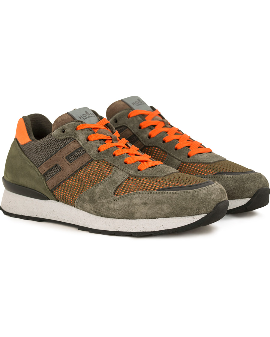 Heren | Hogan R261 Rebel Running Sneaker Olive/Orange | Hogan | R261 Rebel Running Sneaker Olive/Orange