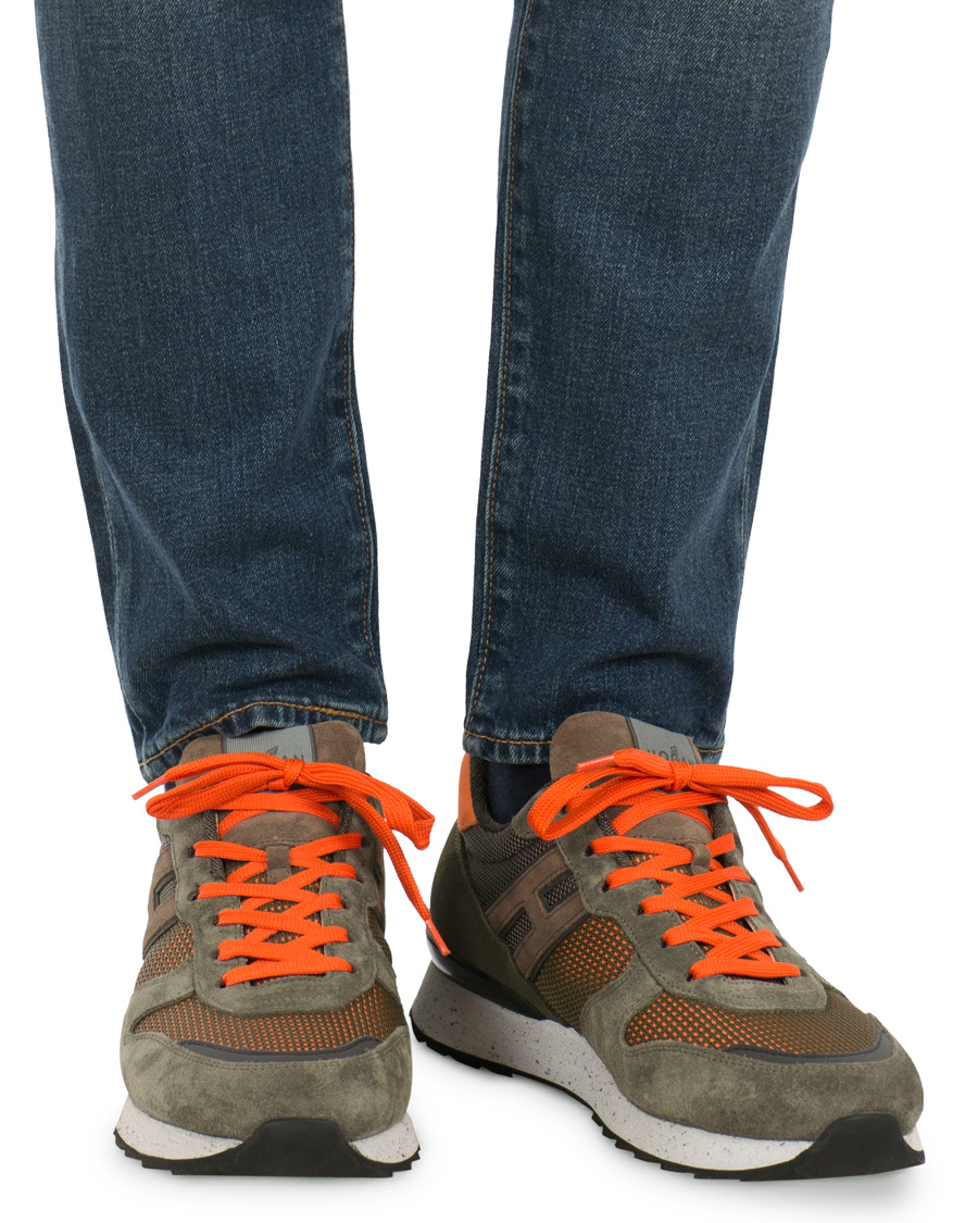 Heren | Hogan R261 Rebel Running Sneaker Olive/Orange | Hogan | R261 Rebel Running Sneaker Olive/Orange