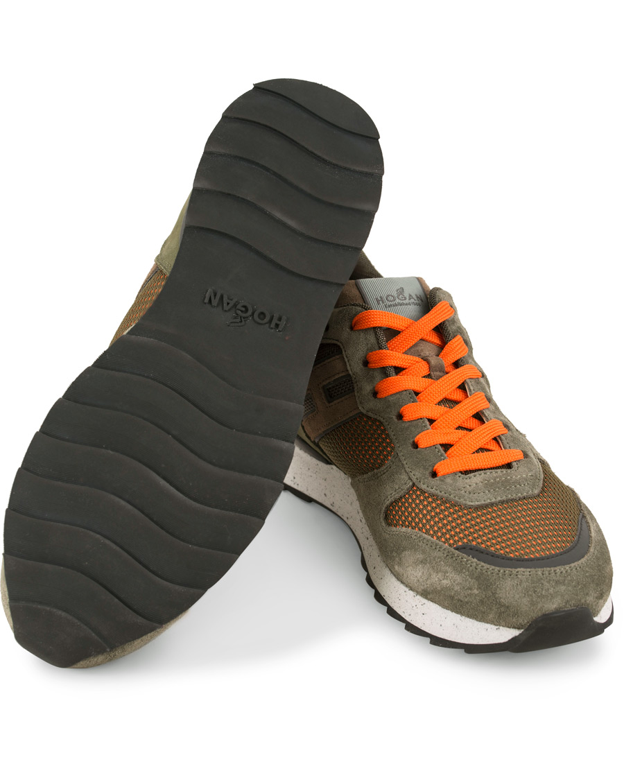 Heren | Hogan R261 Rebel Running Sneaker Olive/Orange | Hogan | R261 Rebel Running Sneaker Olive/Orange