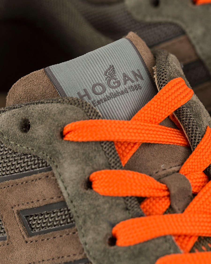 Heren | Hogan R261 Rebel Running Sneaker Olive/Orange | Hogan | R261 Rebel Running Sneaker Olive/Orange