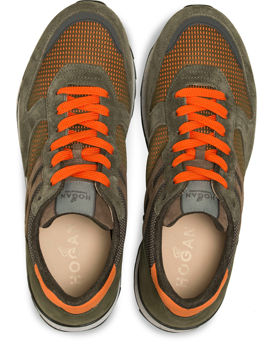 Heren | Hogan R261 Rebel Running Sneaker Olive/Orange | Hogan | R261 Rebel Running Sneaker Olive/Orange