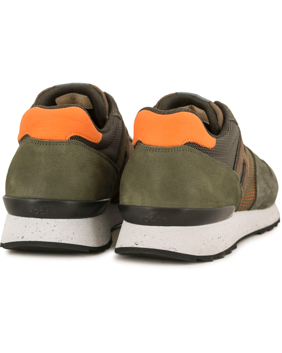 Heren | Hogan R261 Rebel Running Sneaker Olive/Orange | Hogan | R261 Rebel Running Sneaker Olive/Orange