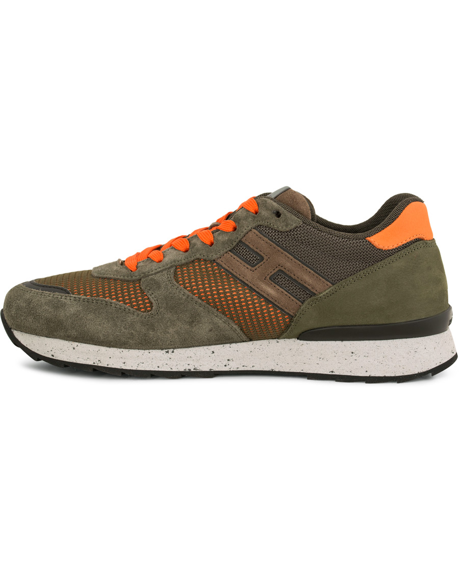 Heren | Hogan R261 Rebel Running Sneaker Olive/Orange | Hogan | R261 Rebel Running Sneaker Olive/Orange
