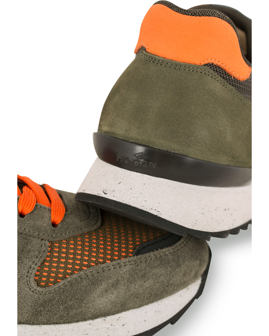 Heren | Hogan R261 Rebel Running Sneaker Olive/Orange | Hogan | R261 Rebel Running Sneaker Olive/Orange