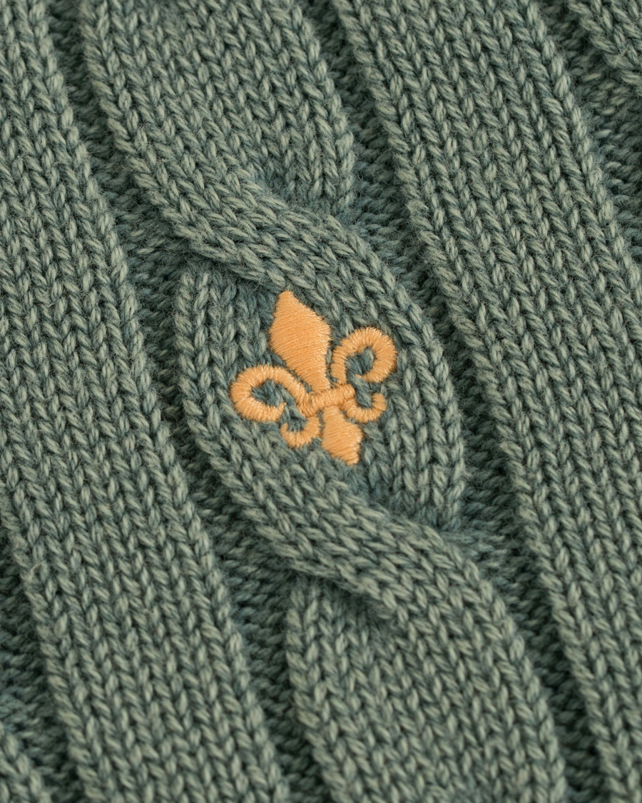 Heren | Truien | Morris | Washed Pima Cotton Cable Crew Neck Green