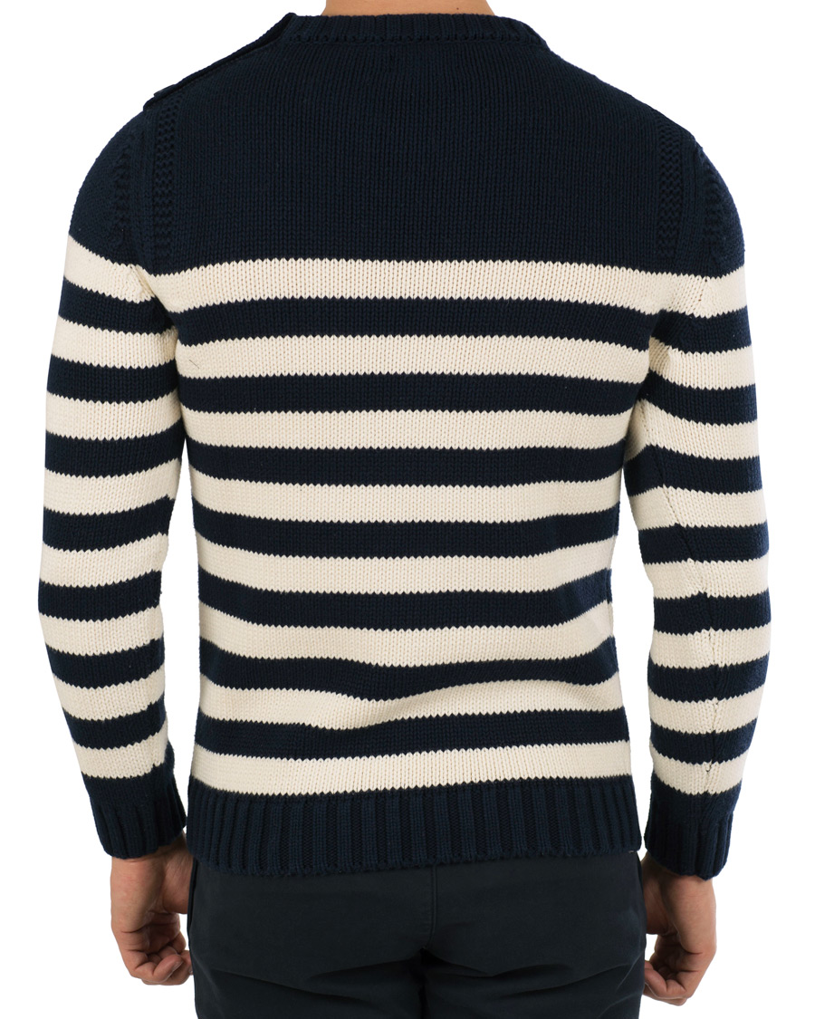 Homme | Pulls Et Tricots | GANT | Fisherman Stripe Crew Neck Evening Blue