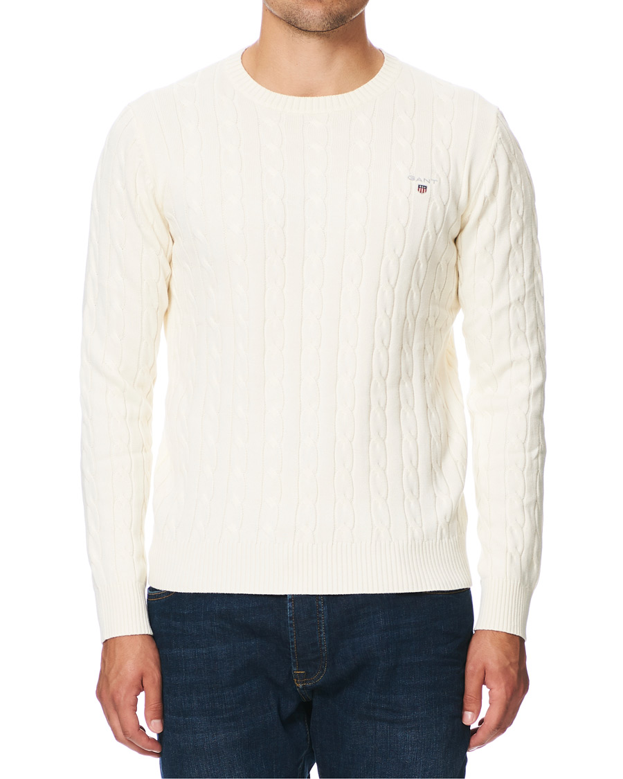 Homme | Pulls Et Tricots | GANT | Cotton Cable Crew Neck Pullover Creem