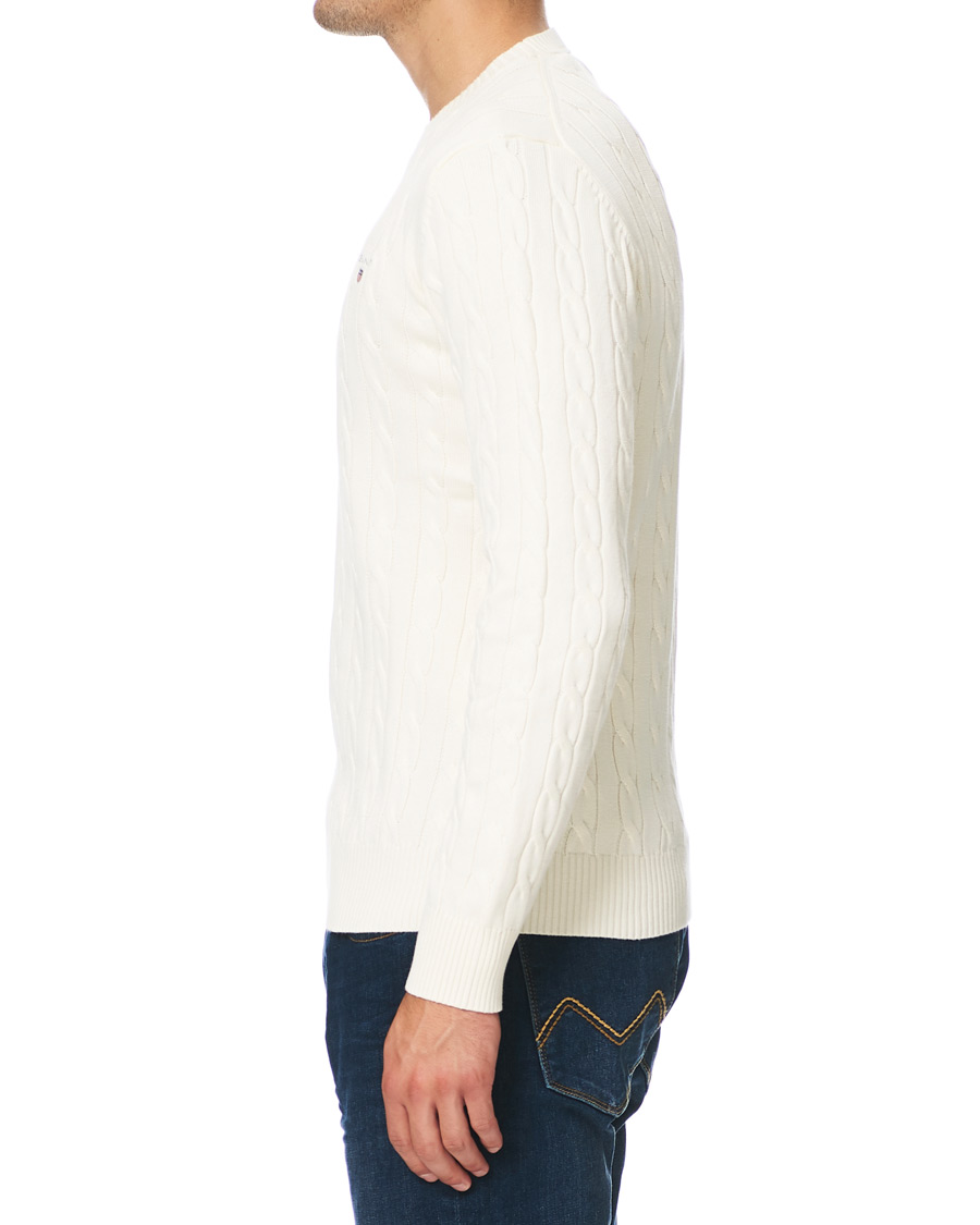 Homme | Pulls Et Tricots | GANT | Cotton Cable Crew Neck Pullover Creem