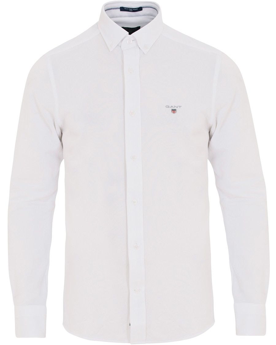 Homme | Chemises | GANT | Slim Fit Tech Prep Pique Shirt White