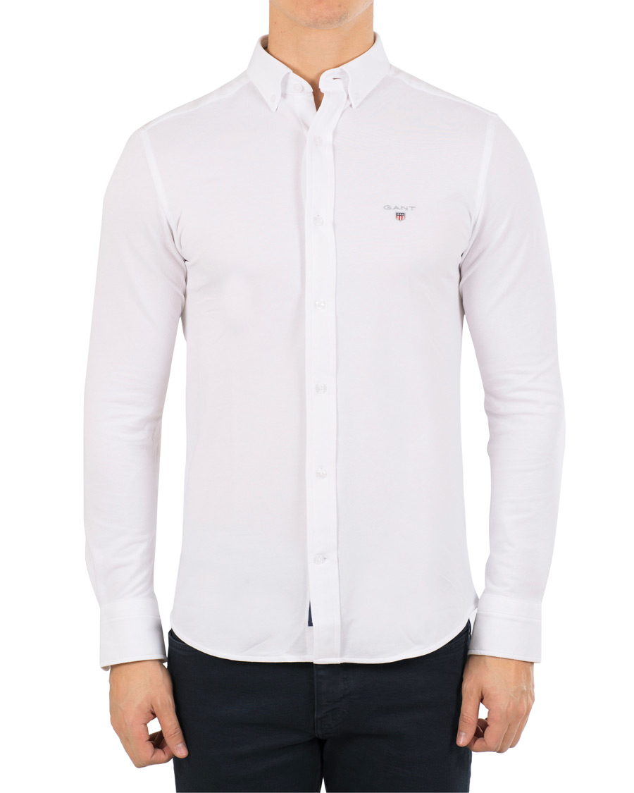 Homme | Chemises | GANT | Slim Fit Tech Prep Pique Shirt White