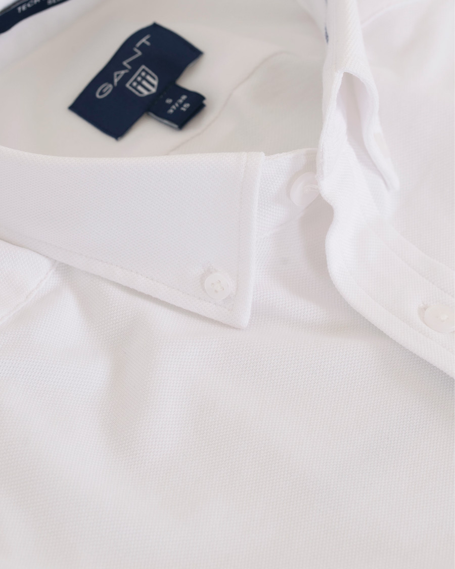 Homme | Chemises | GANT | Slim Fit Tech Prep Pique Shirt White