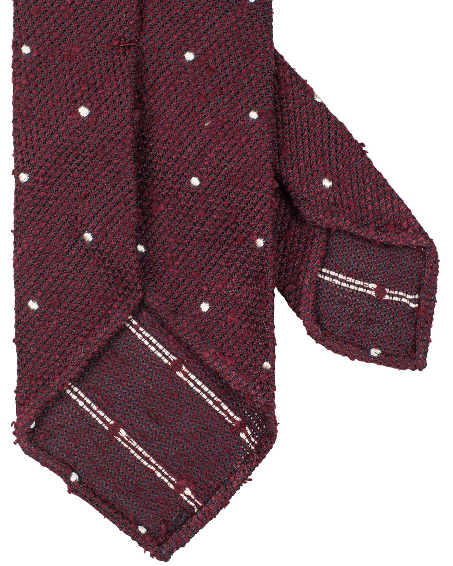 Homme | Drake's Woven Shantung Dot 8 cm Tie Burgundy | Drake's | Woven Shantung Dot 8 cm Tie Burgundy