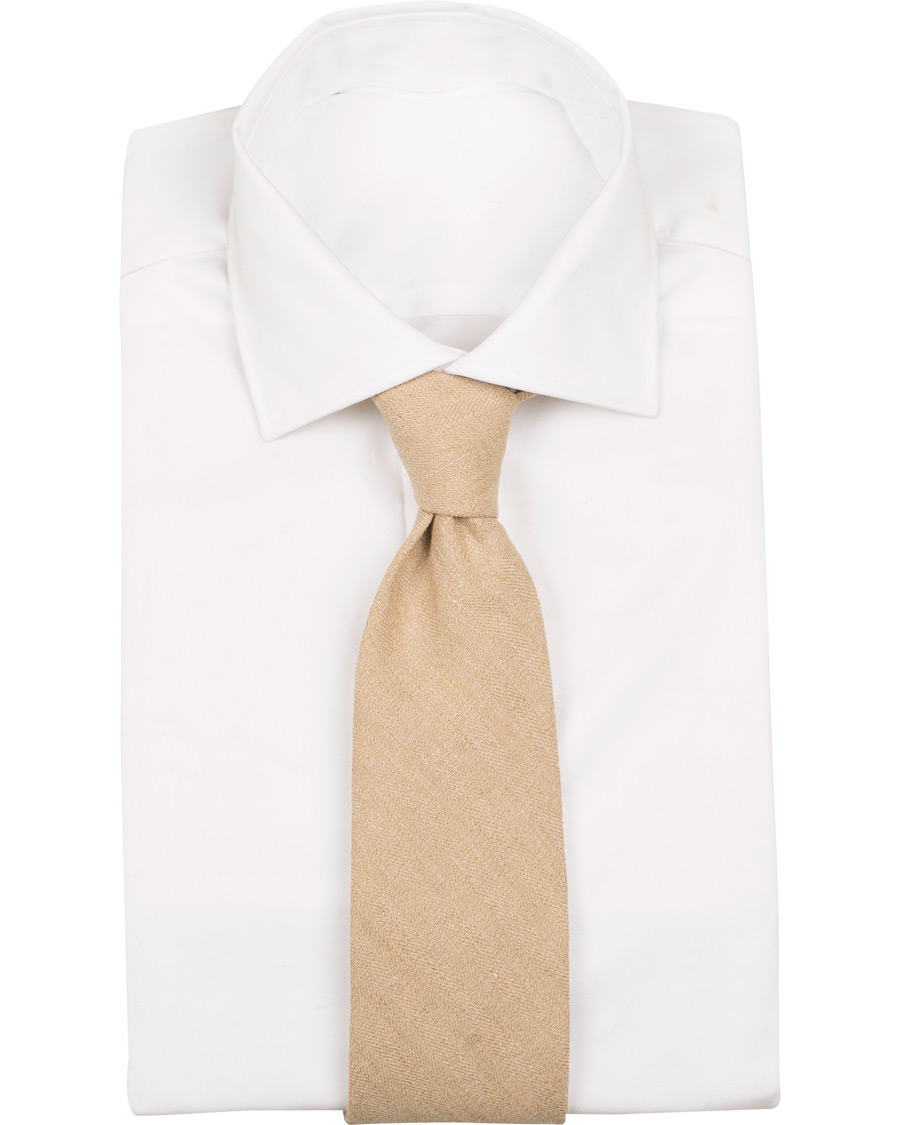 Homme | Drake's Linen Herringbone 8 cm Tie Beige | Drake's | Linen Herringbone 8 cm Tie Beige