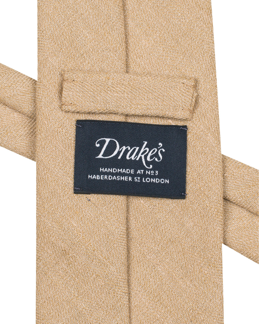 Homme | Drake's Linen Herringbone 8 cm Tie Beige | Drake's | Linen Herringbone 8 cm Tie Beige