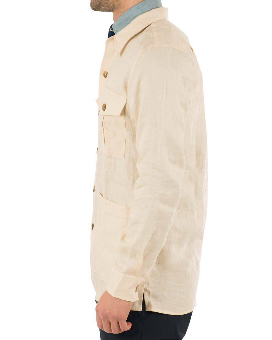 Homme | Chemises | Drake's | Linen Safari Schacket Off White