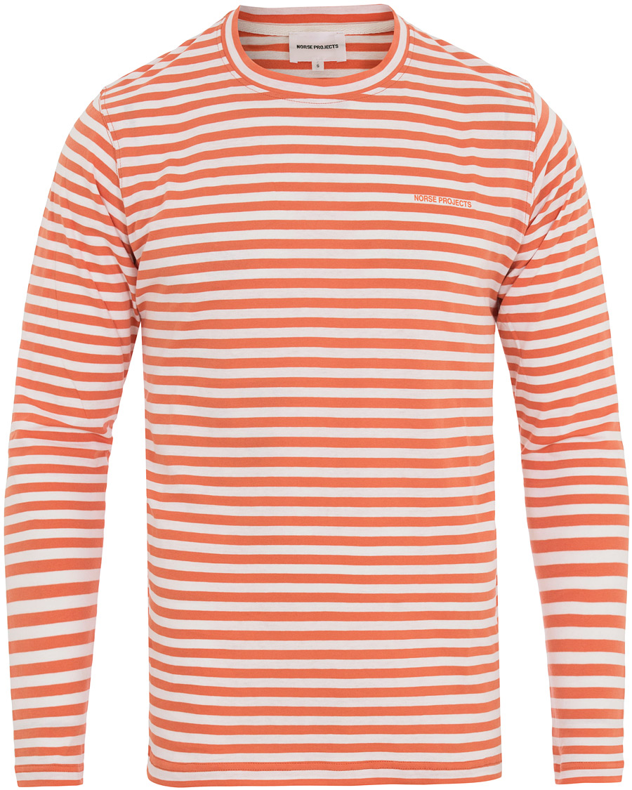 Homme | T-shirts | Norse Projects | James Logo Stripe Long Sleeve Tee Burned Red