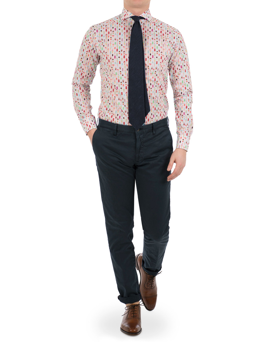 Homme | Chemises | Eton | Slim Fit Poplin Printed Ice Cream Shirt Pink/Red