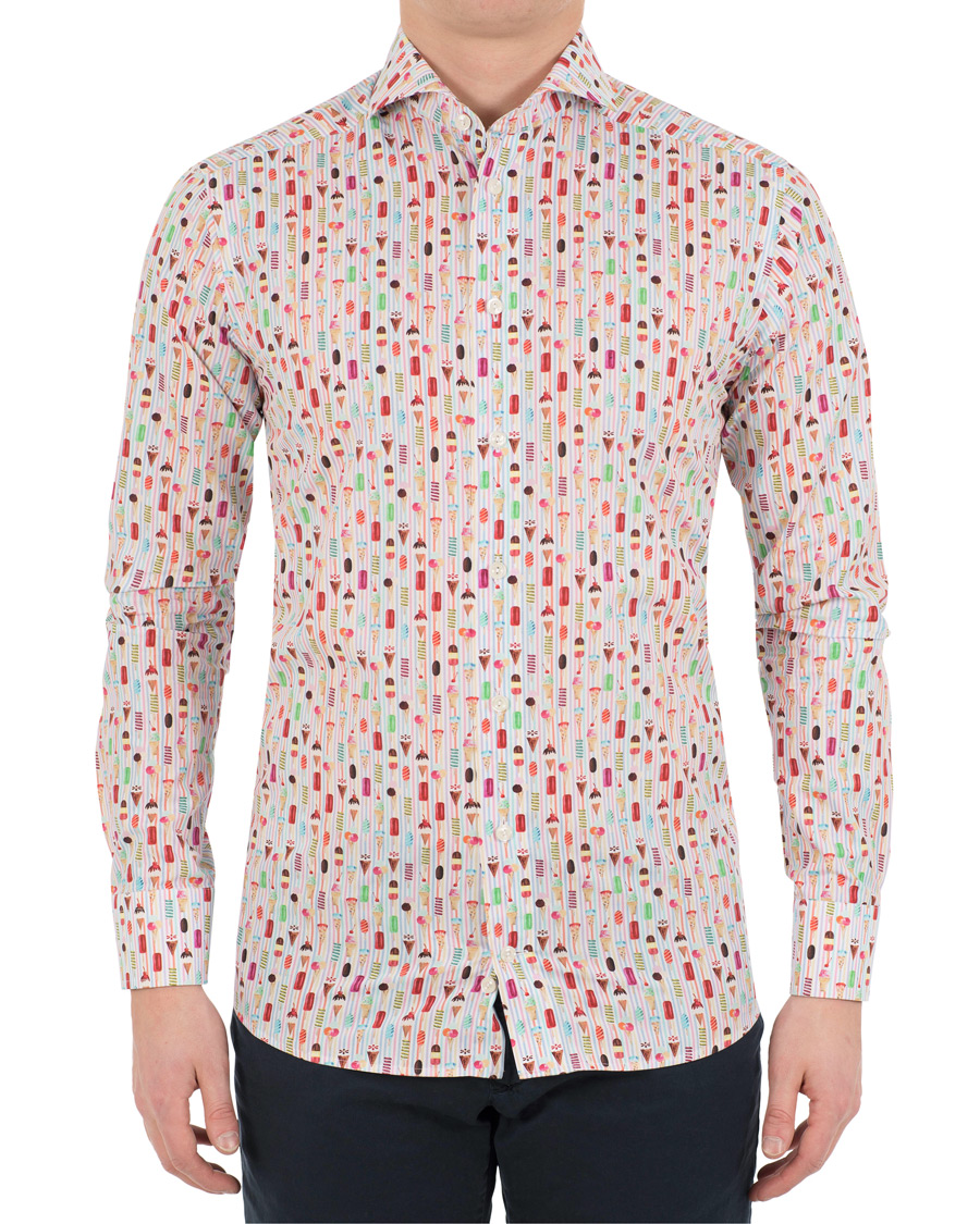 Homme | Chemises | Eton | Slim Fit Poplin Printed Ice Cream Shirt Pink/Red