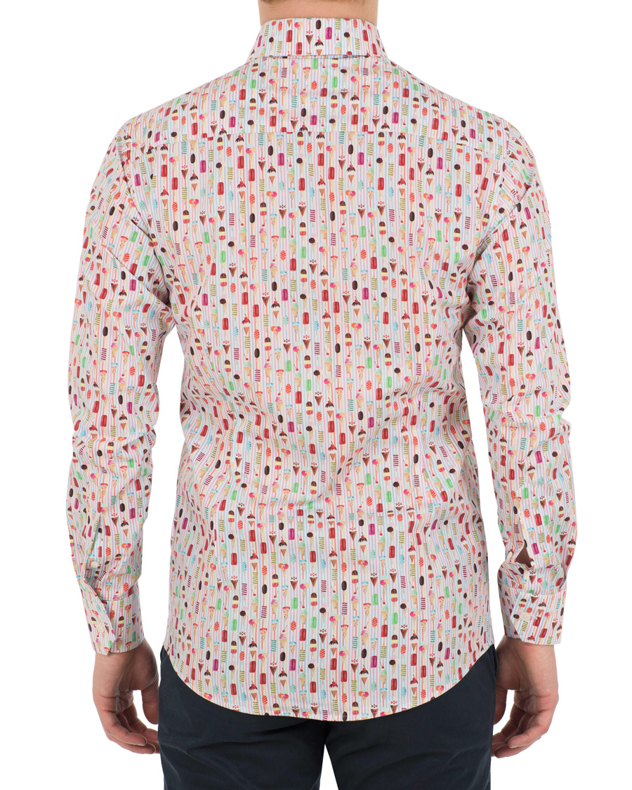 Homme | Chemises | Eton | Slim Fit Poplin Printed Ice Cream Shirt Pink/Red