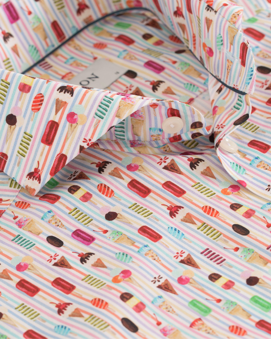 Homme | Chemises | Eton | Slim Fit Poplin Printed Ice Cream Shirt Pink/Red